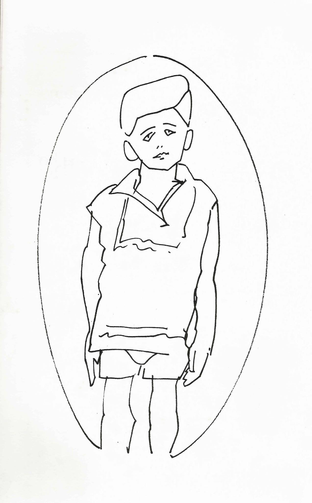 Desenho de Carlos Scliar para a primeira edição de "O menino no espelho", publicada em 1982