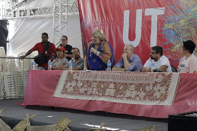 Aleida Guevara na conferência de abertura do 1º Festival Internacional da Utopia, em Maricá, RJ, em 2016. Reprodução: MST