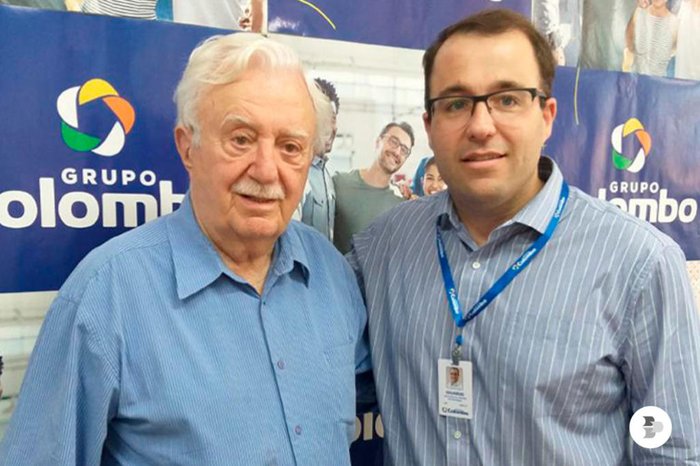 Carlos Eduardo ao lado de seu avô, Adelino Colombo, fundador da maior rede de eletrodomésticos do RS