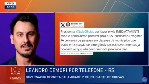 ‘Vai trabalhar, governador!’: Demori manda a real para Eduardo Leite diante de tragédia no RS