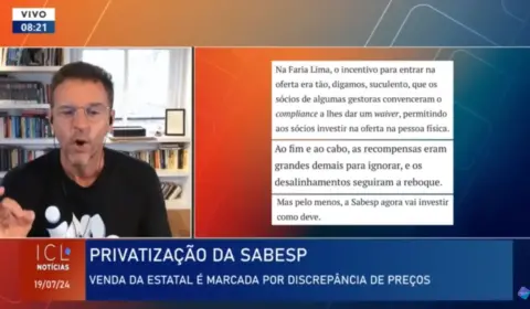 Eduardo Moreira: ‘Privatização da Sabesp é um dos maiores escândalos de corrupção’
